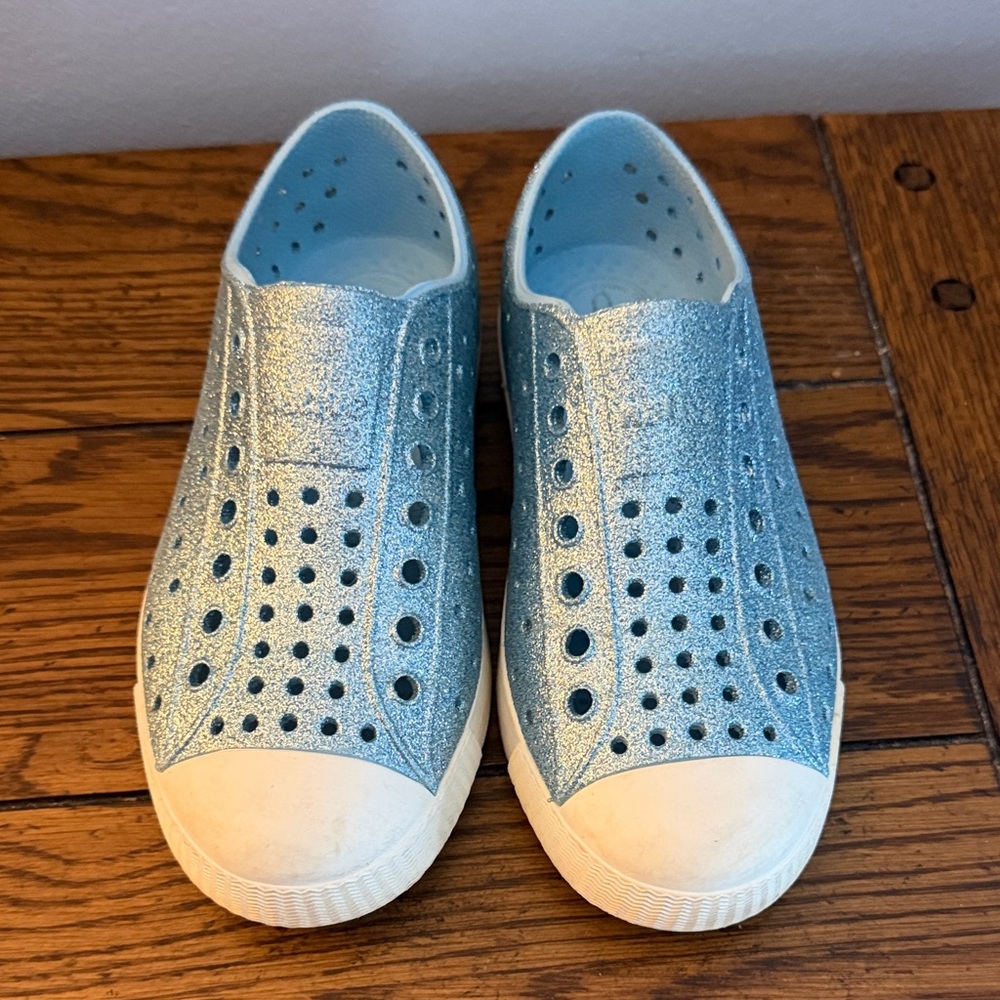 Native Shoes Kids Sparkly Blue Slip-On Sneakers